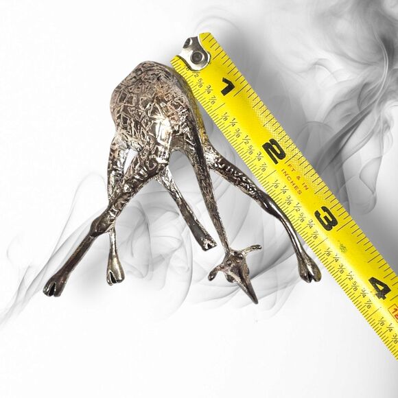 Vintage Giraffe Silvertone Statement Necklace & Brooch Set 3D Safari Jewelry - Picture 11 of 13